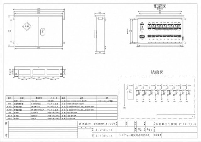 製作事例 仮設動力分電盤 P100-E9-K-5405