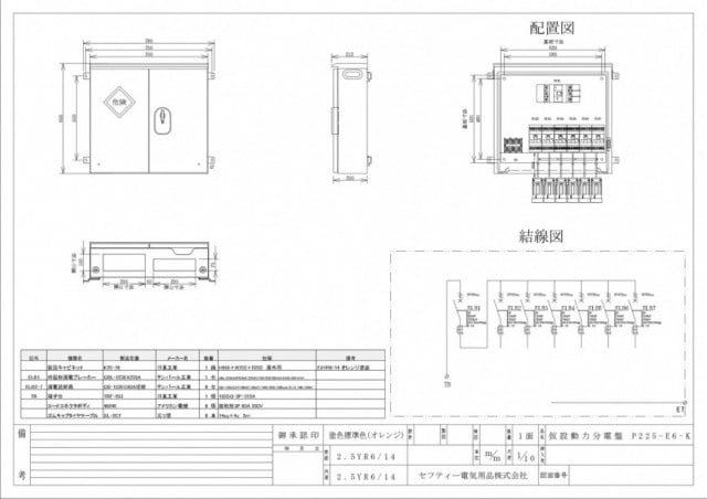 製作事例 仮設動力分電盤 P225-E6-K-5453