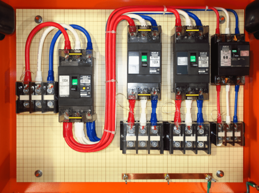 動力仮設分電盤 メイン100A 3回路 写真
